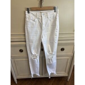 L'Agence White Distressed Denim Frayed Edge Size 26 Cotton Summer Pants